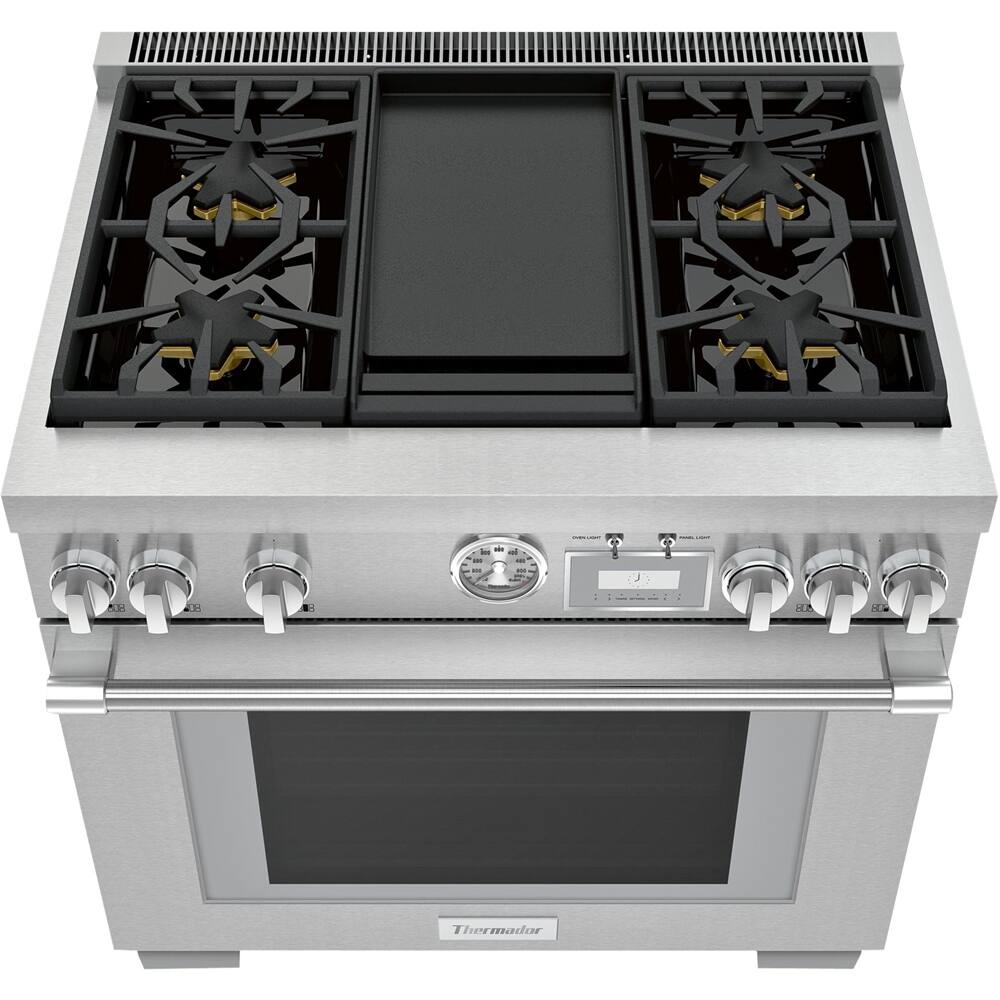 Alt View 1. Thermador - ProGrand 5.7 Cu. Ft. Freestanding Dual Fuel LP Convection Range with Self-Cleaning - Stainless Steel.