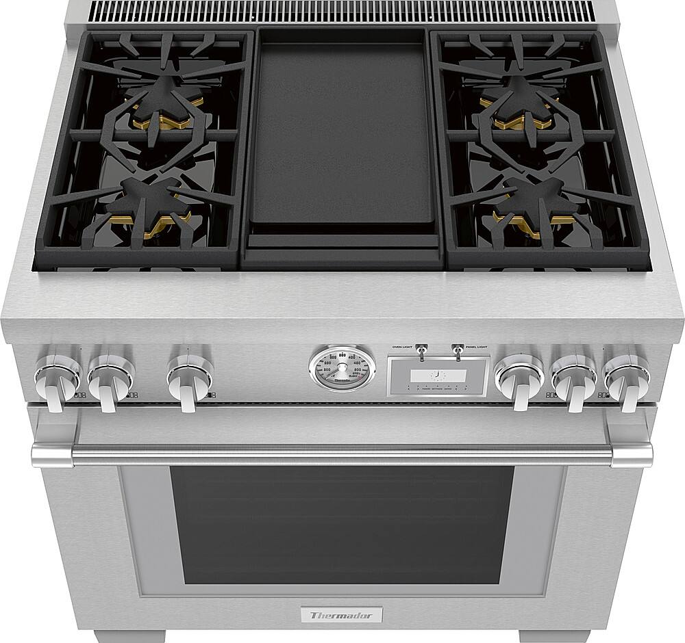 Alt View 2. Thermador - ProGrand 5.7 Cu. Ft. Freestanding Dual Fuel LP Convection Range with Self-Cleaning - Stainless Steel.
