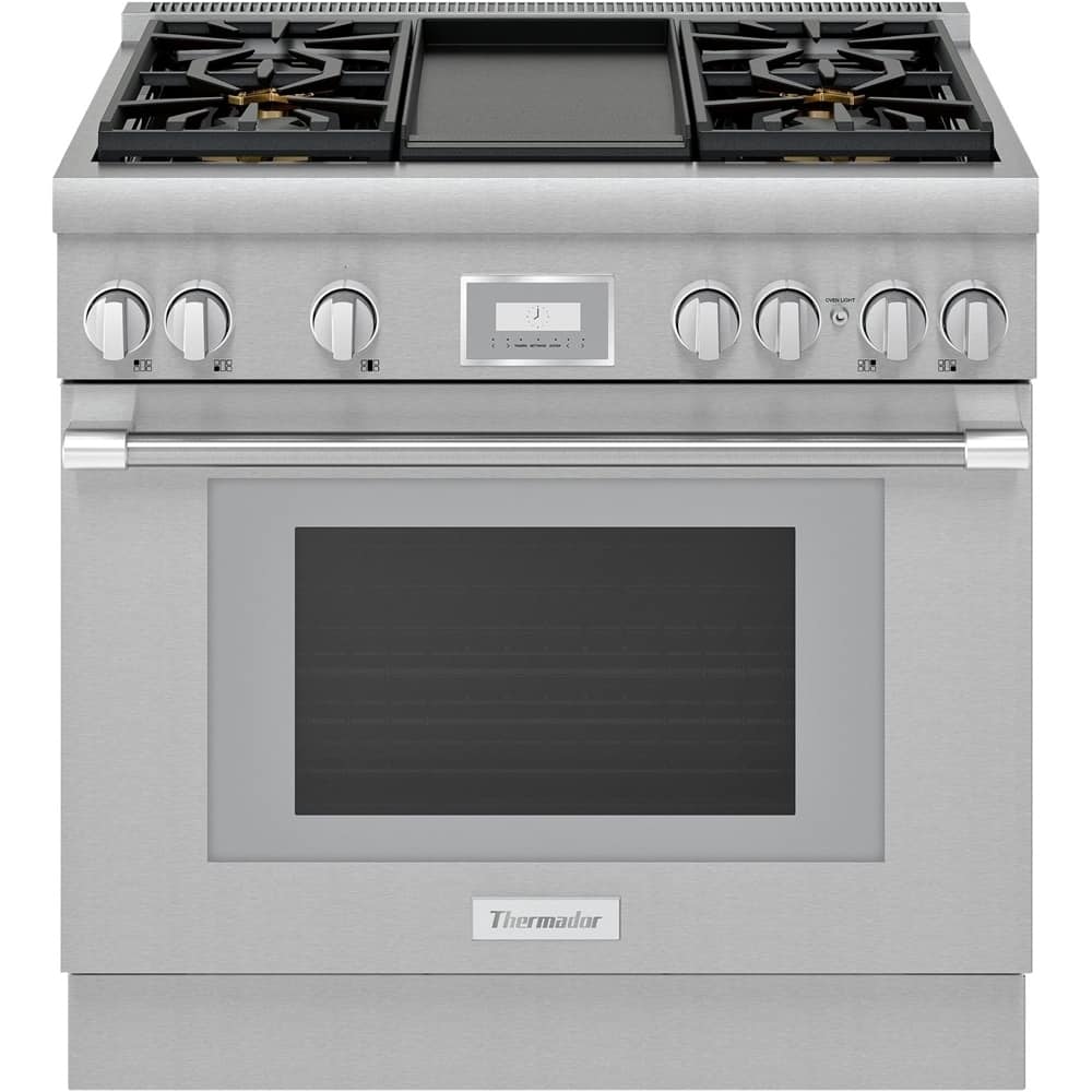 Front. Thermador - ProHarmony 5 Cu. Ft. Freestanding Dual Fuel LP Convection Range with Self-Cleaning - Stainless Steel.