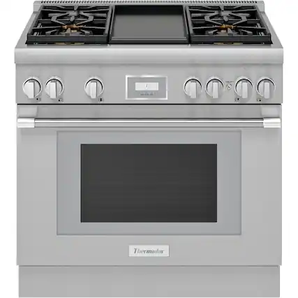 Front. Thermador - ProHarmony 5 Cu. Ft. Freestanding Dual Fuel LP Convection Range with Self-Cleaning - Stainless Steel.