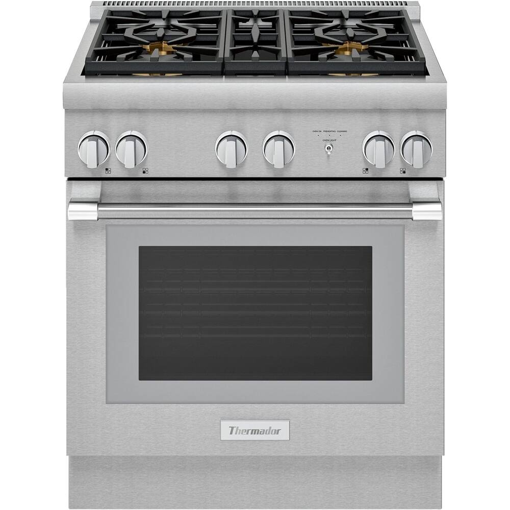 Front. Thermador - ProHarmony 4.4 Cu. Ft. Freestanding Dual Fuel Convection Range with Self-Cleaning and 4 Star Burners - Stainless Steel.