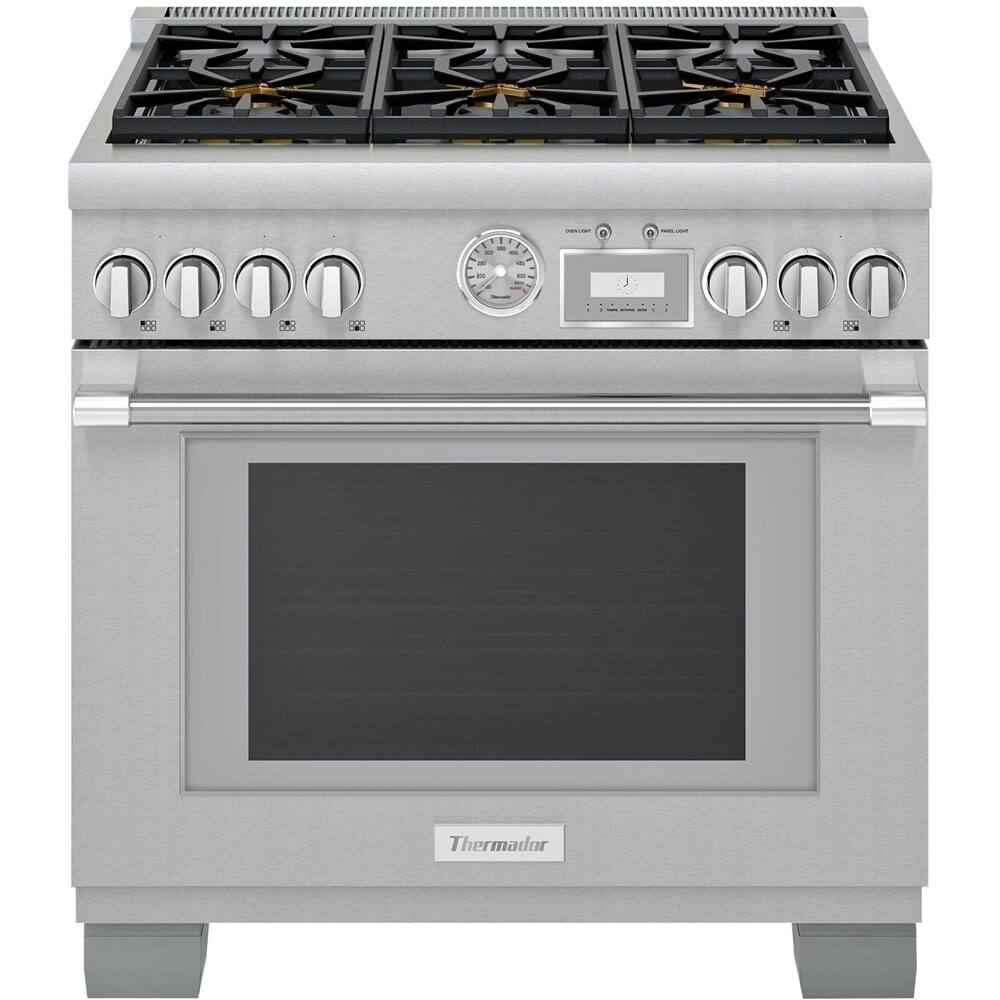 Thermador - ProGrand 5.7 Cu. Ft. Freestanding Dual Fuel LP Convection Range with Self-Cleaning - Stainless Steel