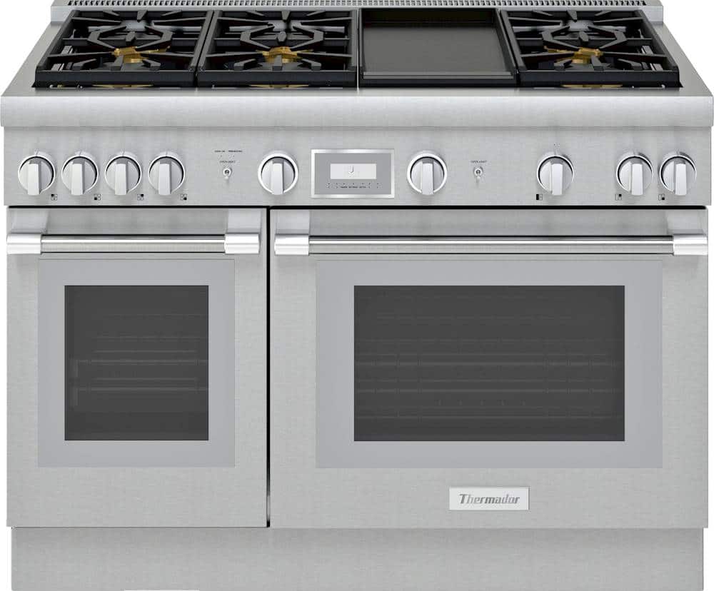 Thermador - ProHarmony 6.6 Cu. Ft. Freestanding Double Oven Gas Convection Range – Liquid Propane Convertible - Stainless Steel