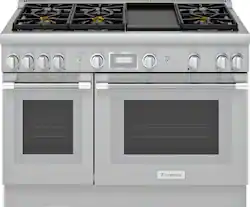 Thermador - ProHarmony 6.6 Cu. Ft. Freestanding Double Oven Gas Convection Range – Liquid Propane Convertible - Stainless Steel - Front_Zoom