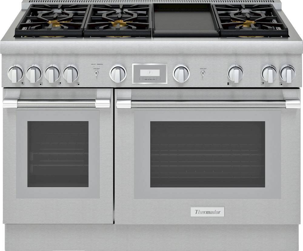 Front. Thermador - ProHarmony 6.6 Cu. Ft. Freestanding Double Oven Gas Convection Range – Liquid Propane Convertible - Stainless Steel.