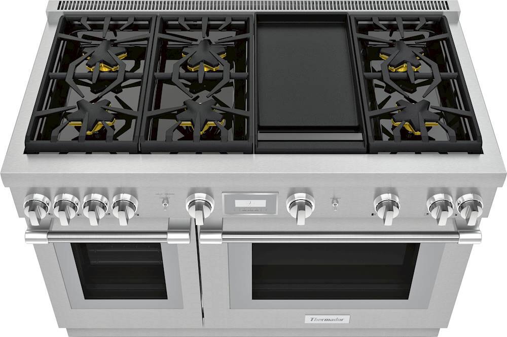 Alt View 2. Thermador - ProHarmony 6.6 Cu. Ft. Freestanding Double Oven Gas Convection Range – Liquid Propane Convertible - Stainless Steel.