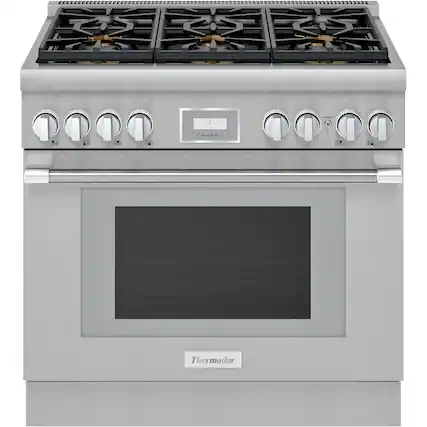 Front. Thermador - ProHarmony 5 Cu. Ft. Freestanding Dual Fuel Convection Range with Self-Cleaning and 6 Star Burners - Stainless Steel.