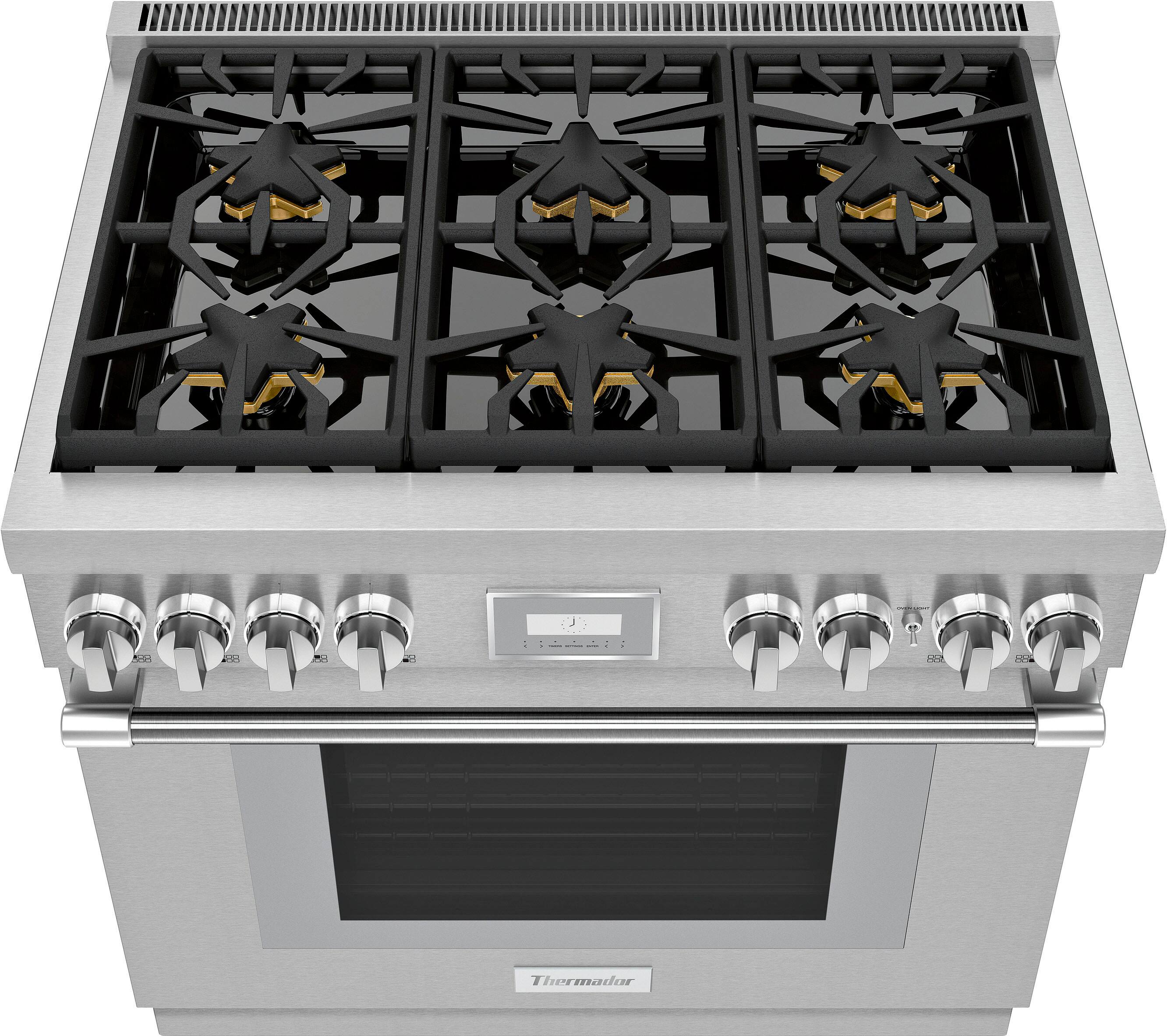 Alt View 15. Thermador - ProHarmony 5 Cu. Ft. Freestanding Dual Fuel Convection Range with Self-Cleaning and 6 Star Burners - Stainless Steel.