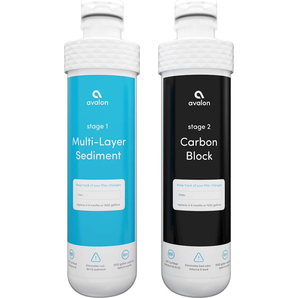 Angle View: Dual Water Filters for Select Avalon Bottleless Water Coolers - White And Blue
