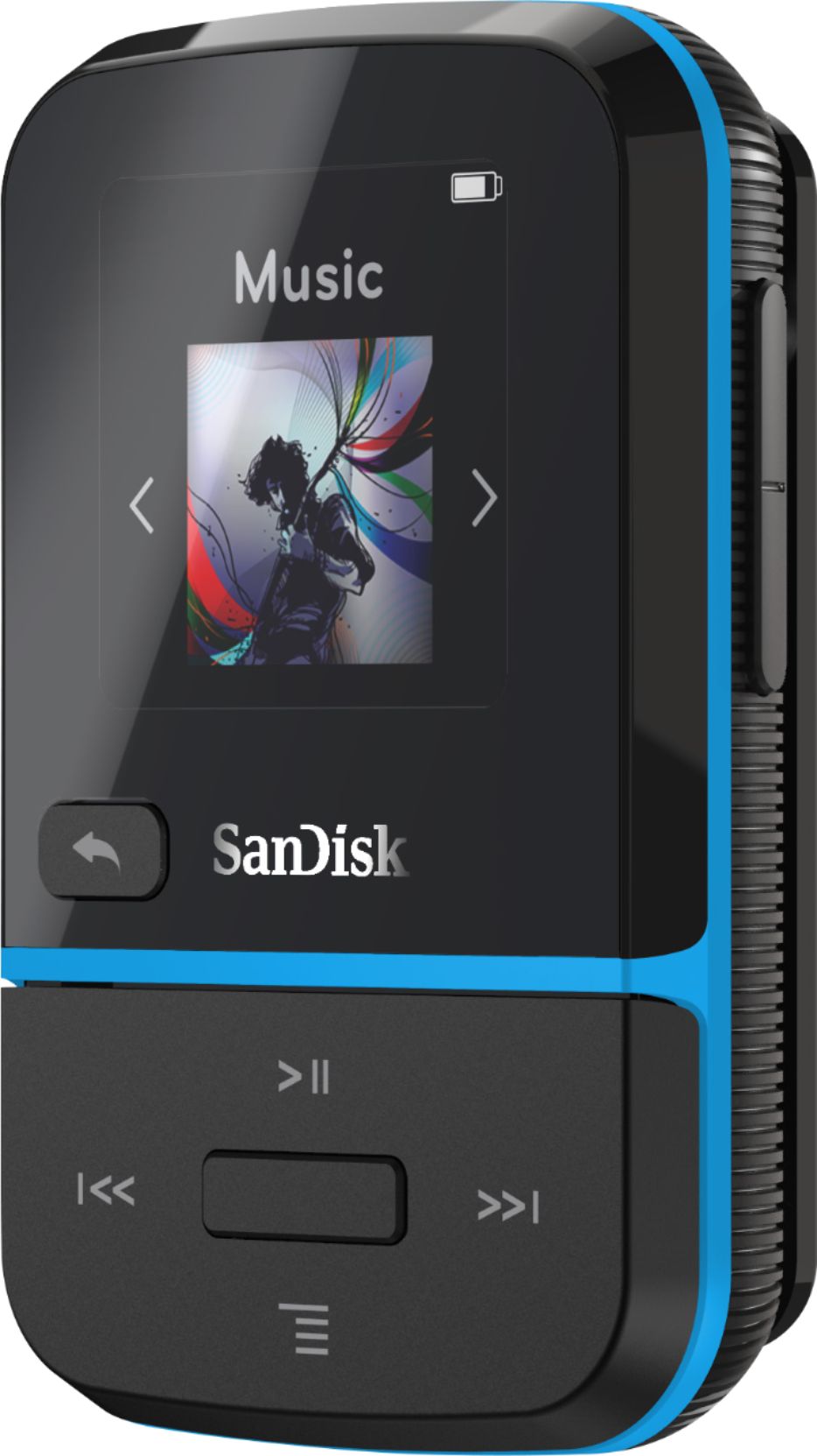 Left View: SanDisk - Clip Sport Go 32GB MP3 Player - Blue