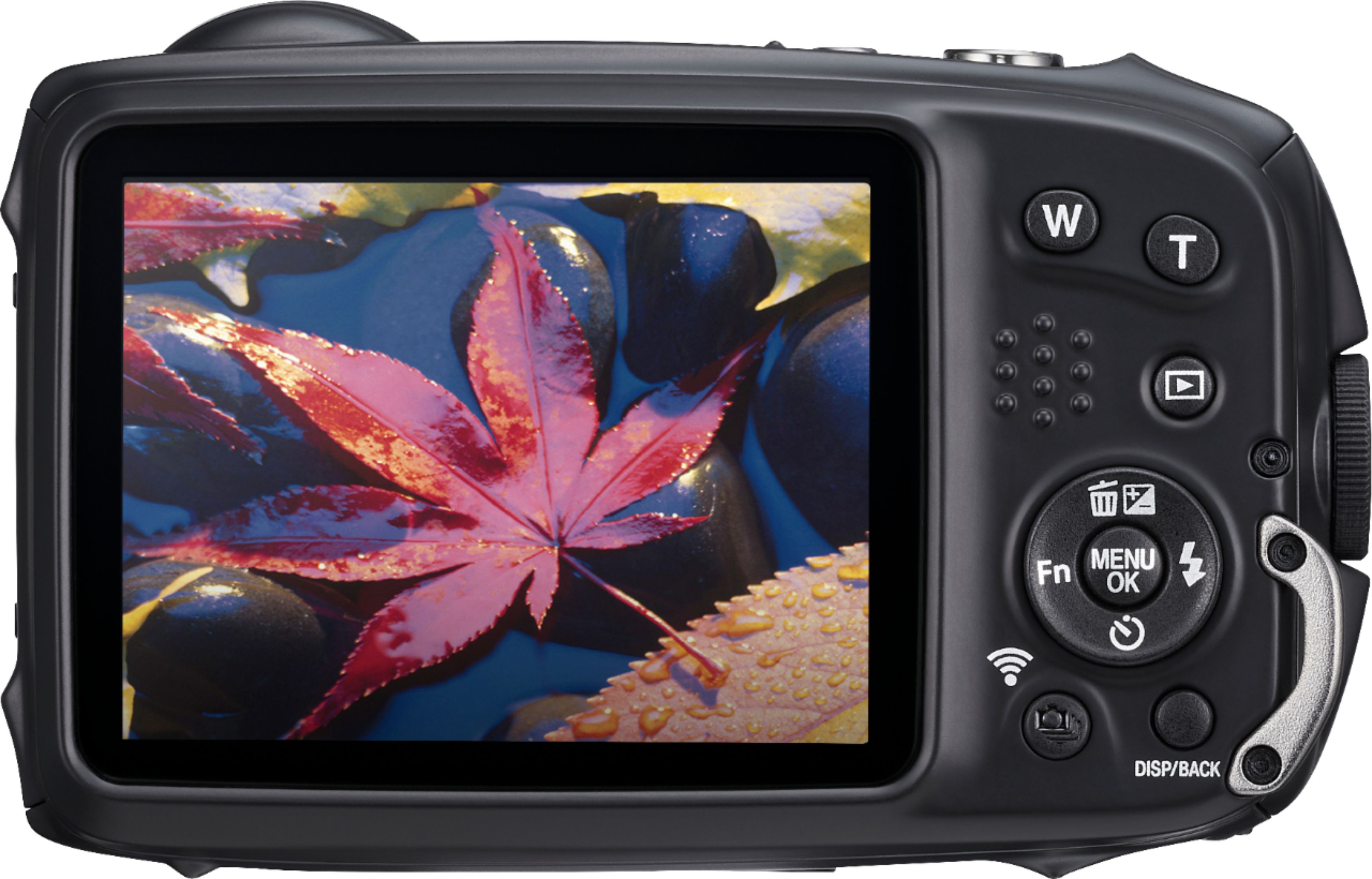 Back View: Fujifilm - FinePix XP140 16.4-Megapixel Waterproof Digital Camera - Yellow