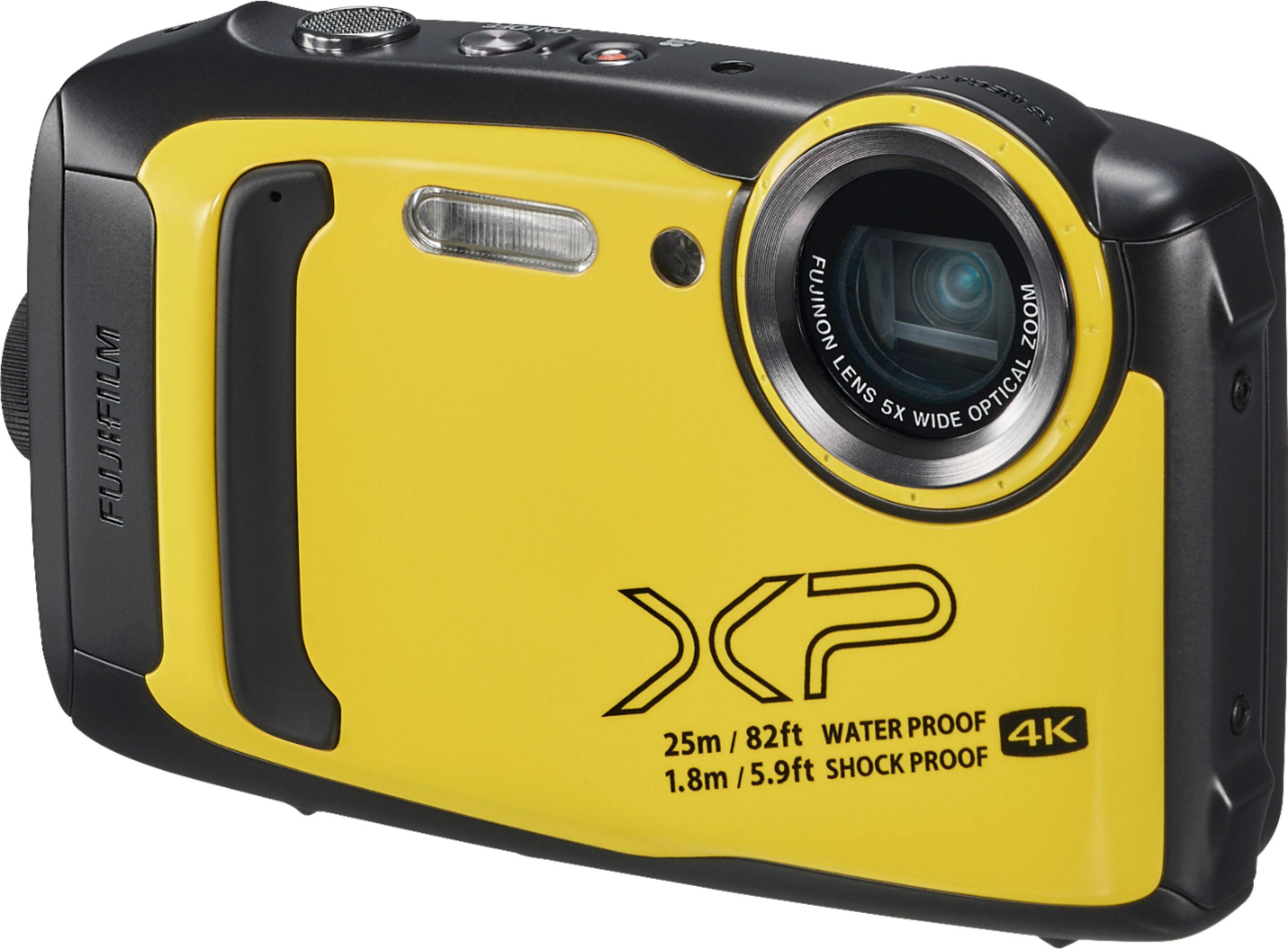 Left View: Fujifilm - FinePix XP140 16.4-Megapixel Waterproof Digital Camera - Yellow