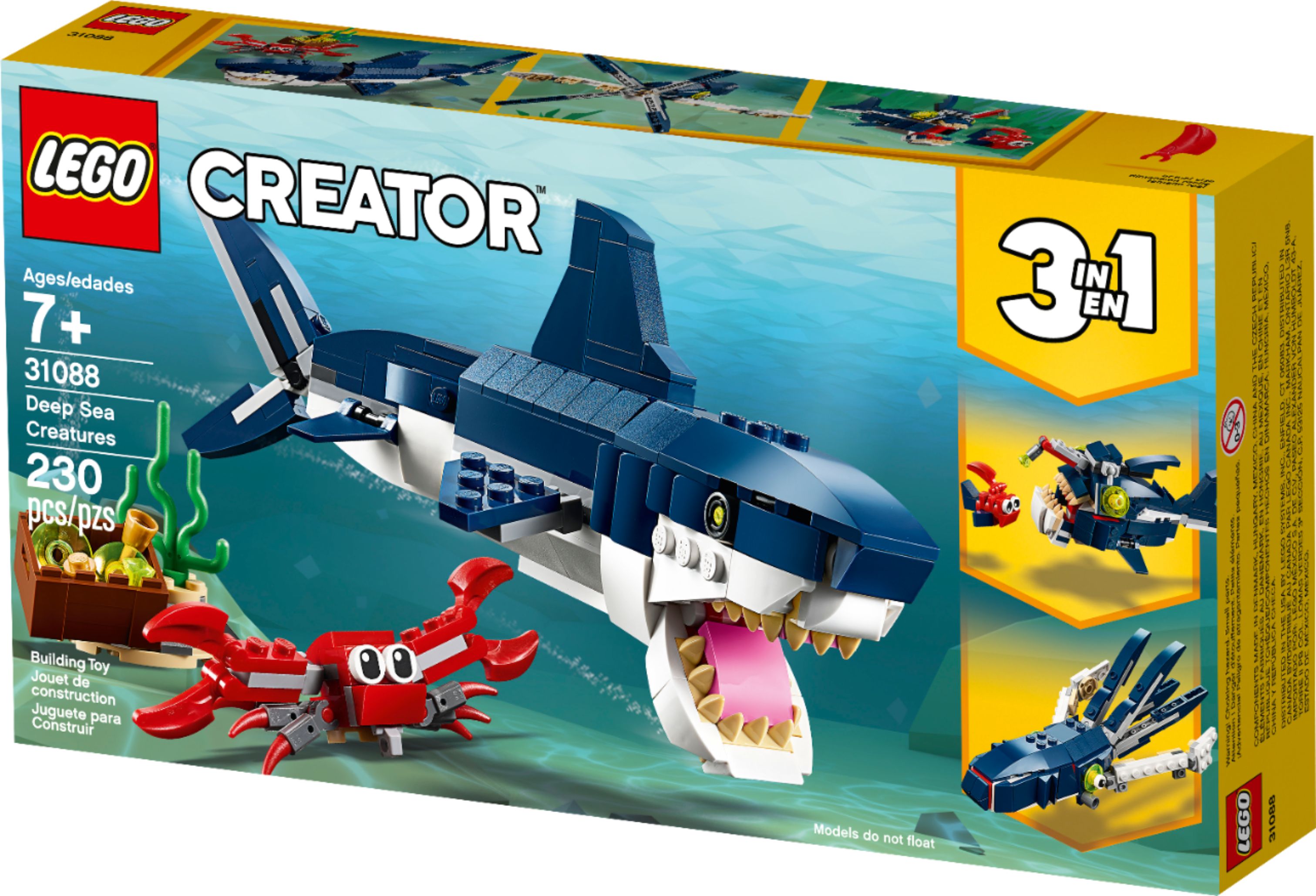 LEGO Creator 3 in 1 Deep Sea Creatures Shark Toy Set 31088