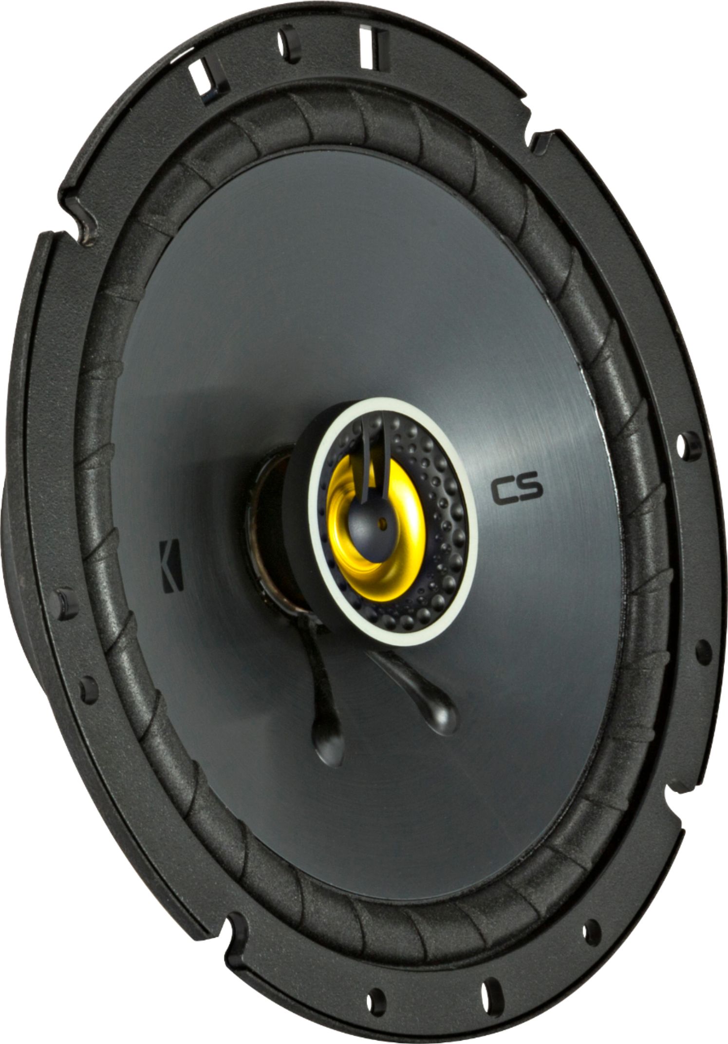 Angle View: KICKER - CS Series 6-3/4" 2-Way Car Speakers with Polypropylene Cones (Pair) - Yellow/Black