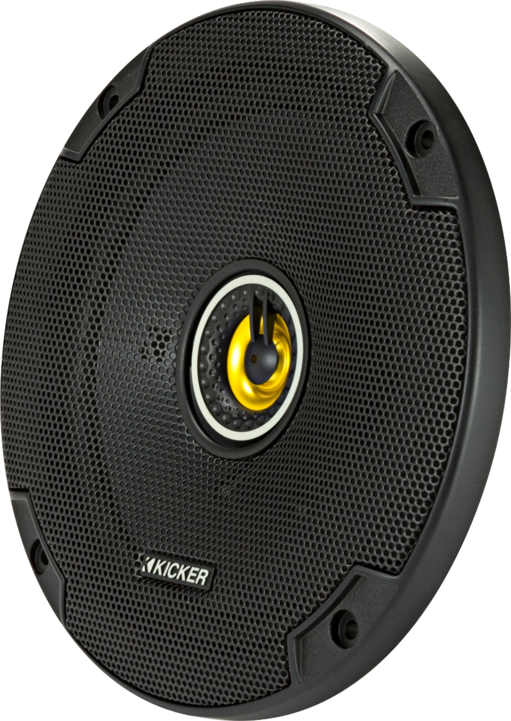 Left View: KICKER - CS Series 6-3/4" 2-Way Car Speakers with Polypropylene Cones (Pair) - Yellow/Black
