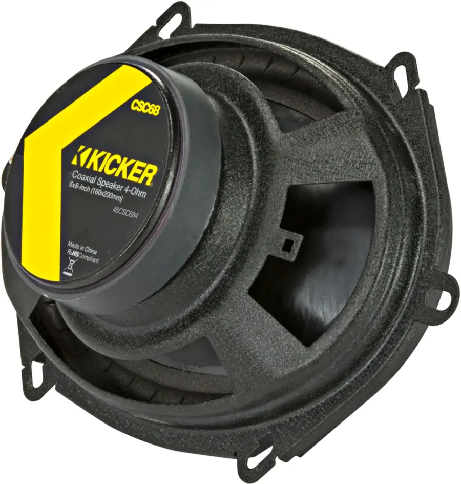 Alt View 13. KICKER - CS Series 6" x 8" 2-Way Car Speakers with Polypropylene Cones (Pair) - Yellow/Black.