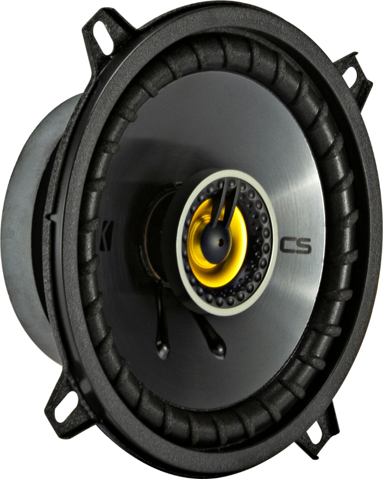 Angle View: KICKER - CS Series 5-1/4" 2-Way Car Speakers with Polypropylene Cones (Pair) - Yellow/Black
