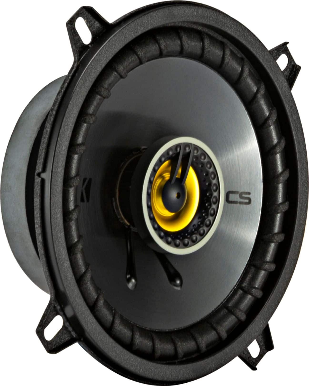 Angle. KICKER - CS Series 5-1/4" 2-Way Car Speakers with Polypropylene Cones (Pair) - Yellow/Black.