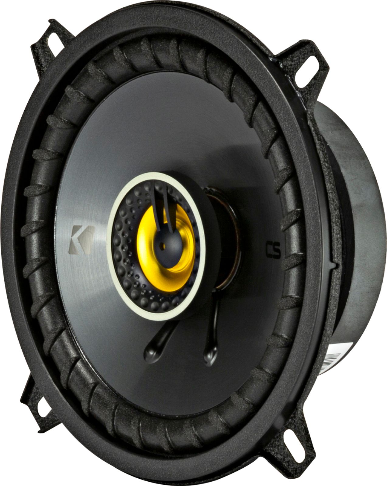 Left View: KICKER - CS Series 5-1/4" 2-Way Car Speakers with Polypropylene Cones (Pair) - Yellow/Black