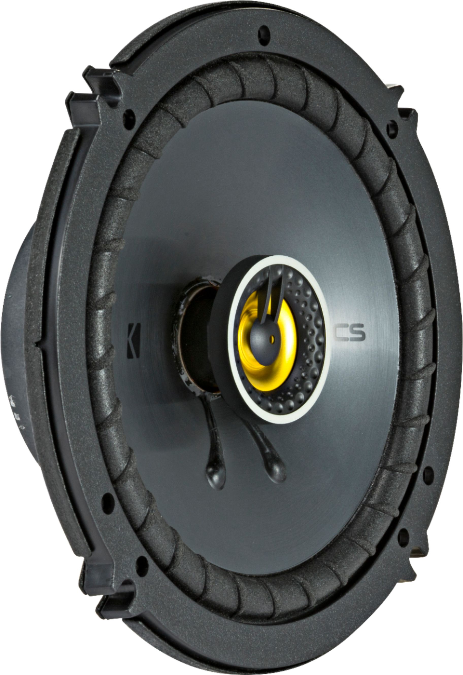 Angle View: KICKER - CS Series 6-1/2" 2-Way Car Speakers with Polypropylene Cones (Pair) - Yellow/Black