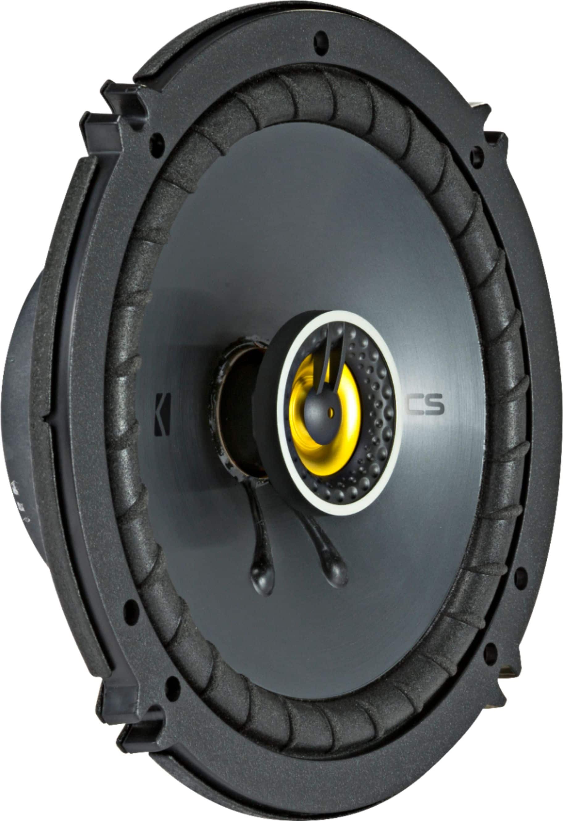 Angle. KICKER - CS Series 6-1/2" 2-Way Car Speakers with Polypropylene Cones (Pair) - Yellow/Black.