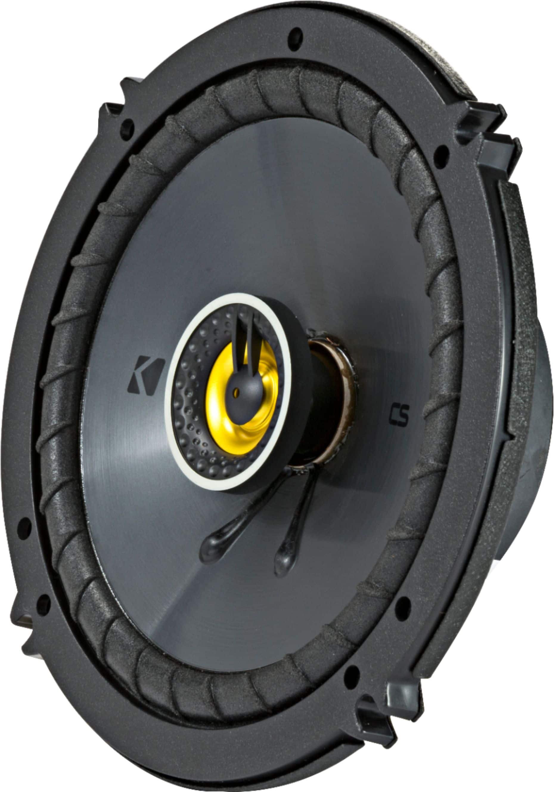 Left. KICKER - CS Series 6-1/2" 2-Way Car Speakers with Polypropylene Cones (Pair) - Yellow/Black.