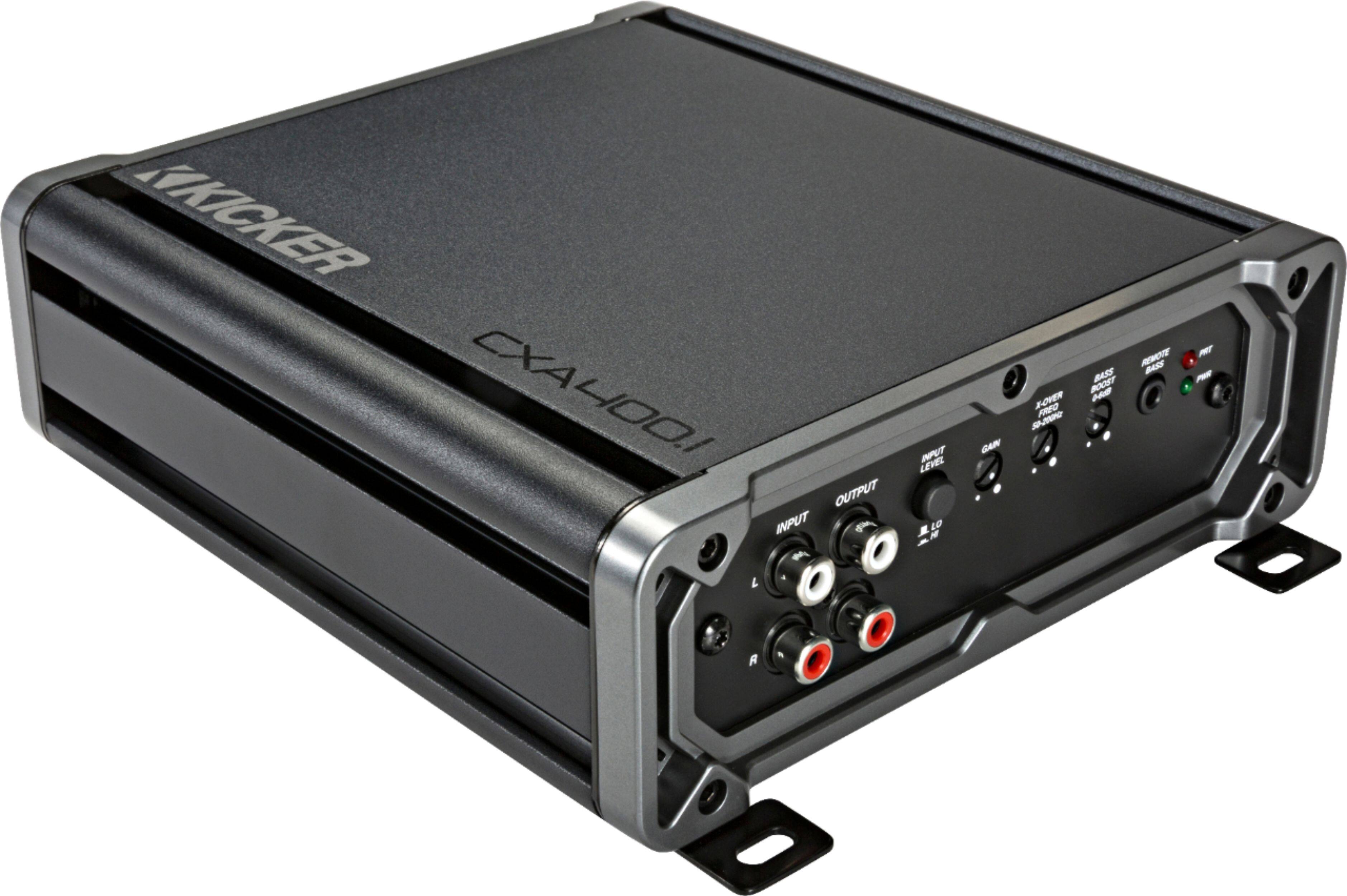 Left. KICKER - CX 400W Class D Digital Mono Amplifier with Variable Low-Pass Crossover - Black.