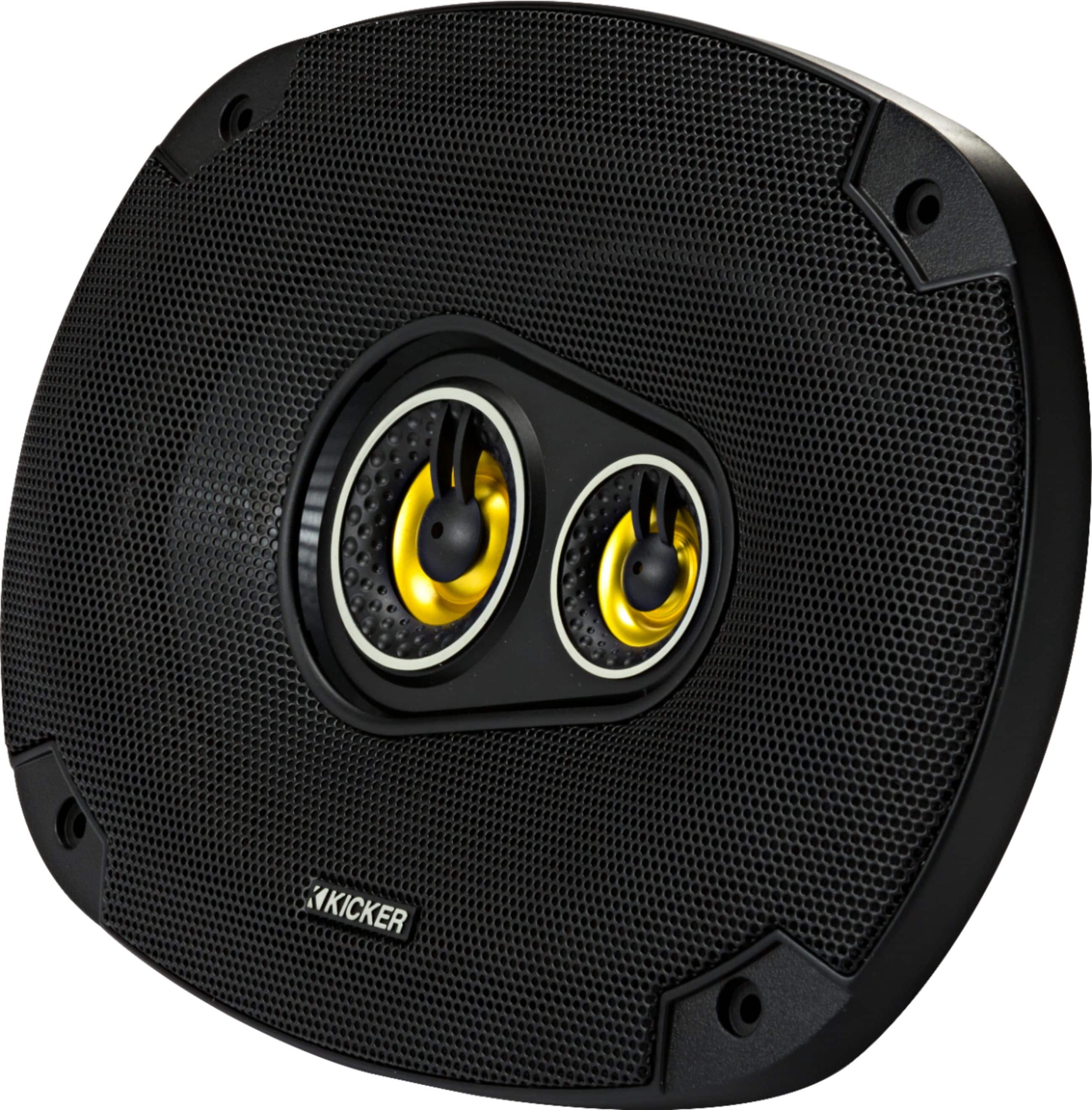 Left. KICKER - CS Series 6" x 9" 3-Way Car Speakers with Polypropylene Cones (Pair) - Yellow/Black.