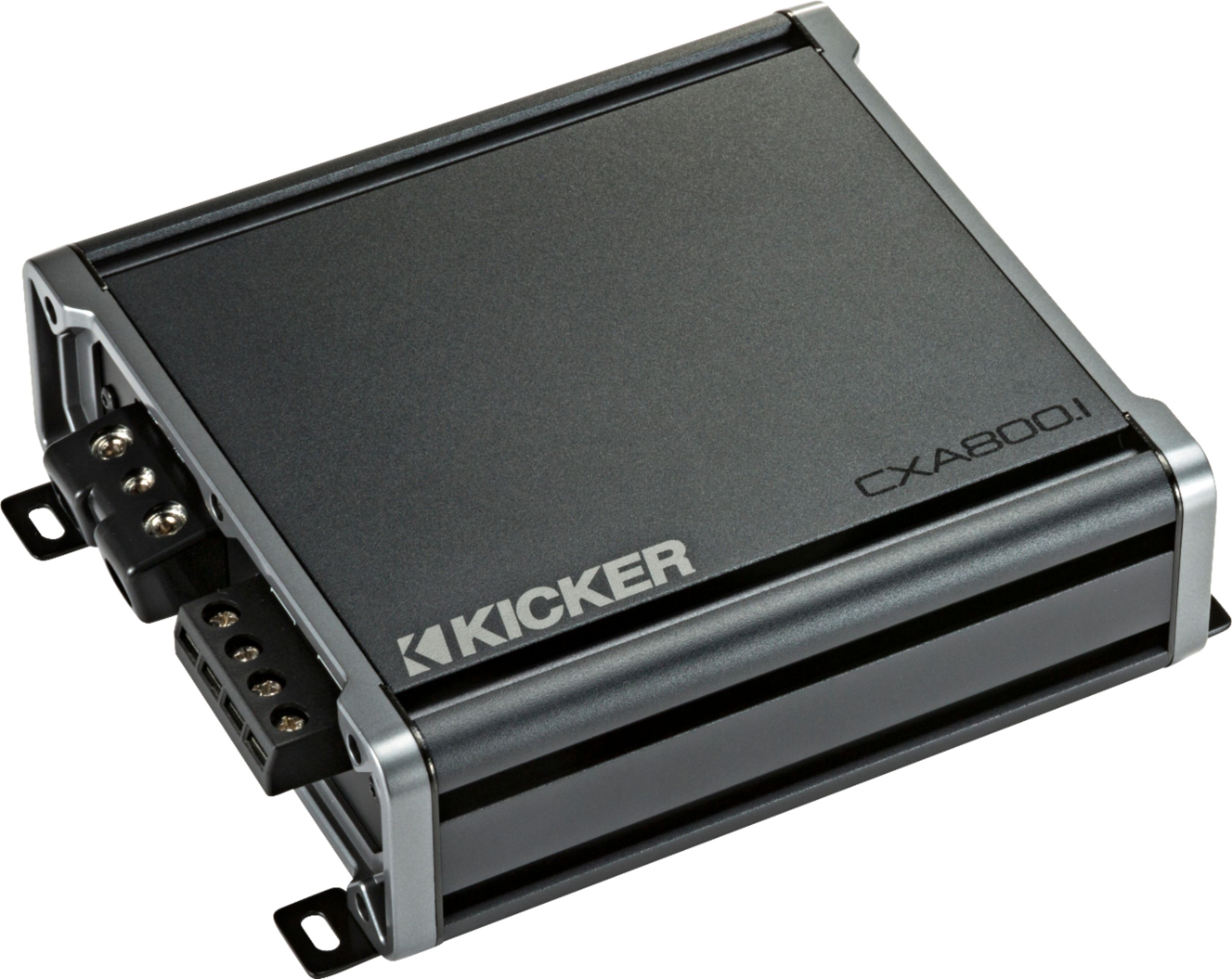 Angle View: KICKER - CX 800W Class D Digital Mono Amplifier with Variable Low-Pass Crossover - Gray