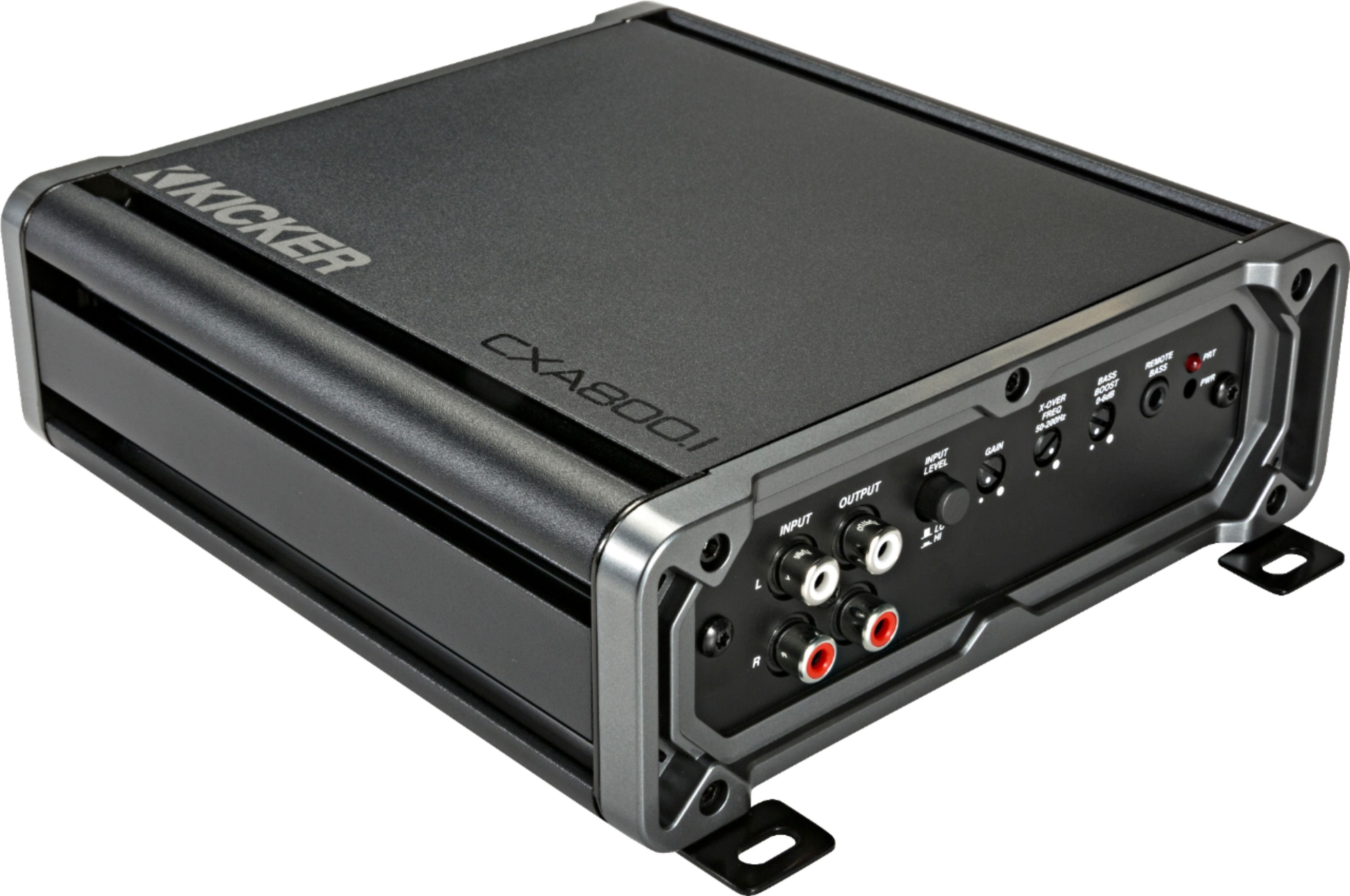 Left View: KICKER - CX 800W Class D Digital Mono Amplifier with Variable Low-Pass Crossover - Gray
