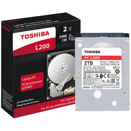 Front. Toshiba - L200 2TB Internal SATA Hard Drive for Laptops with Advanced Format Technology - Silver.