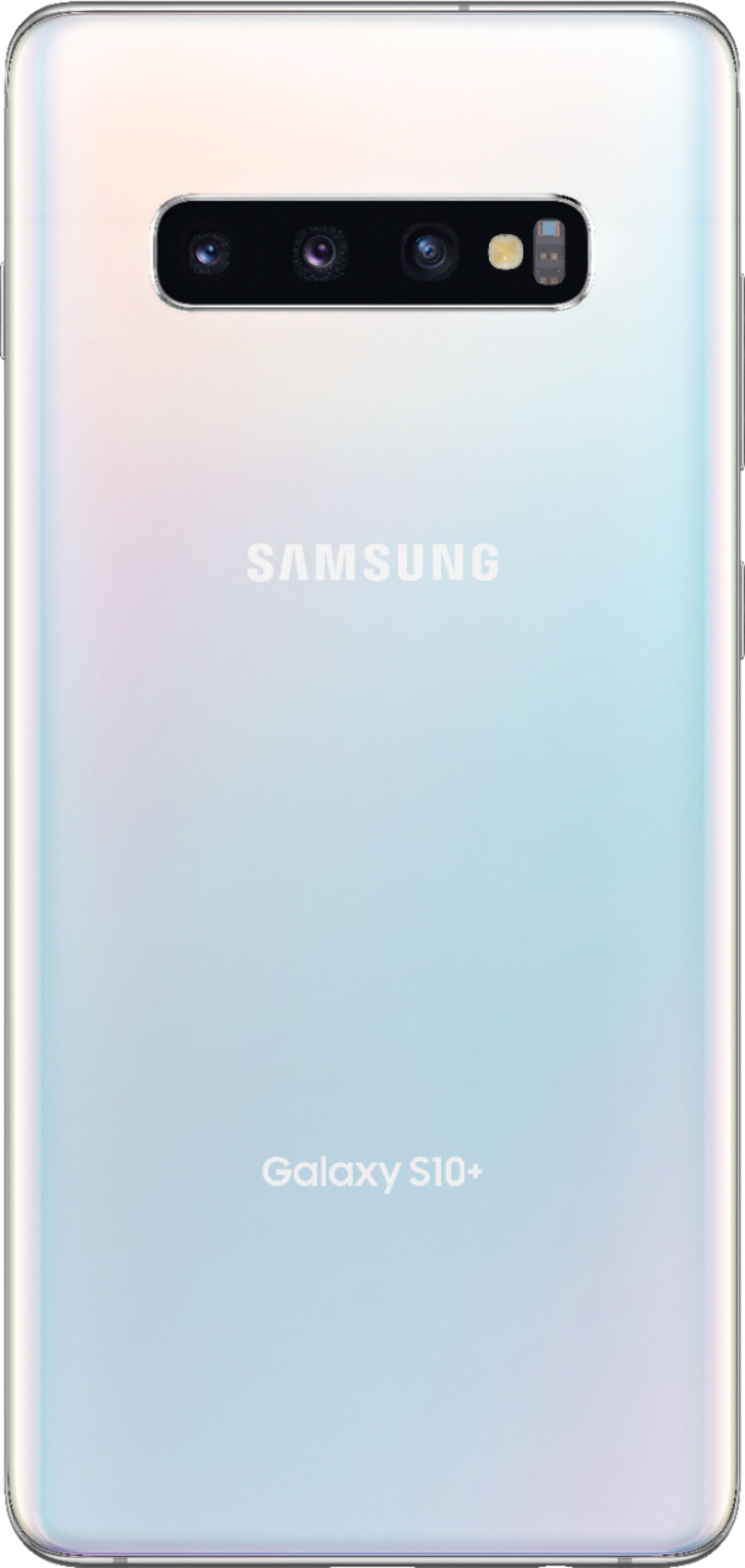 Back View: AT&T Samsung Galaxy S10+ 128GB, Prism White - Upgrade Only