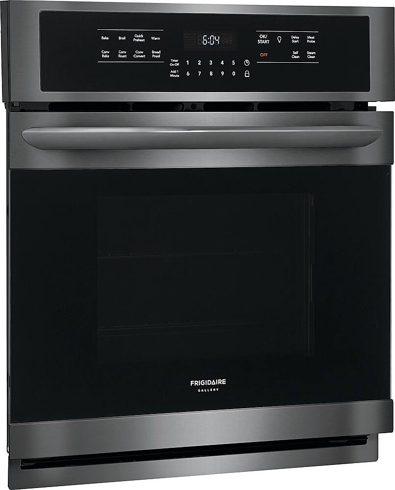 Angle View: Frigidaire - Gallery 27" Built-In Single Electric True Convection Wall Oven - Black stainless steel