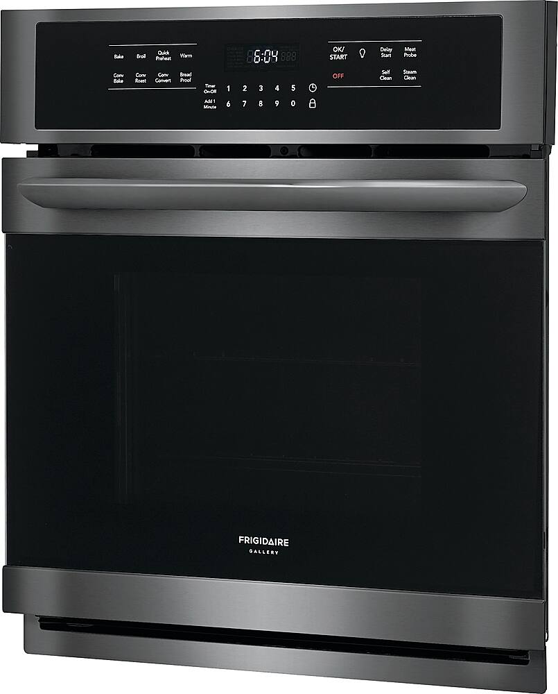 Left View: Frigidaire - Gallery 27" Built-In Single Electric True Convection Wall Oven - Black stainless steel