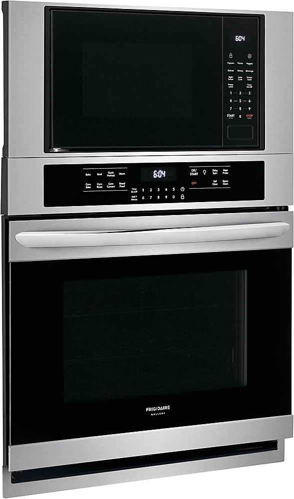 Left View: Frigidaire - Gallery Series 30" Double Electric Convection Wall Oven with Built-In Microwave - Stainless steel