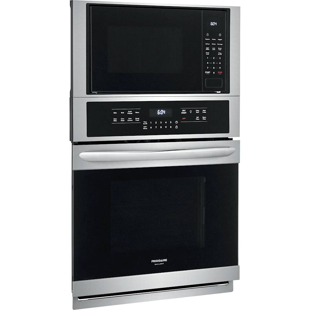 Angle View: Frigidaire - Gallery Series 27" Double Electric Convection Wall Oven with Built-In Microwave - Stainless steel