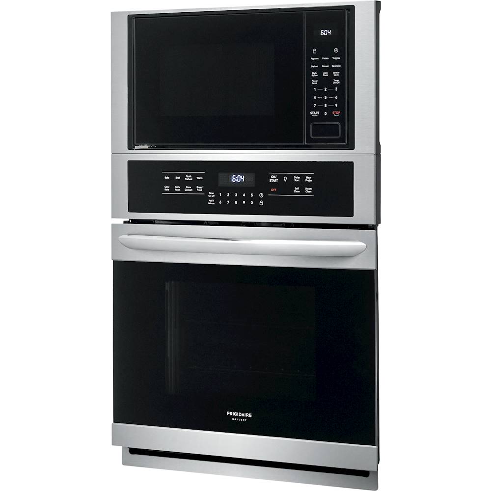 Left View: Frigidaire - Gallery Series 27" Double Electric Convection Wall Oven with Built-In Microwave - Stainless steel
