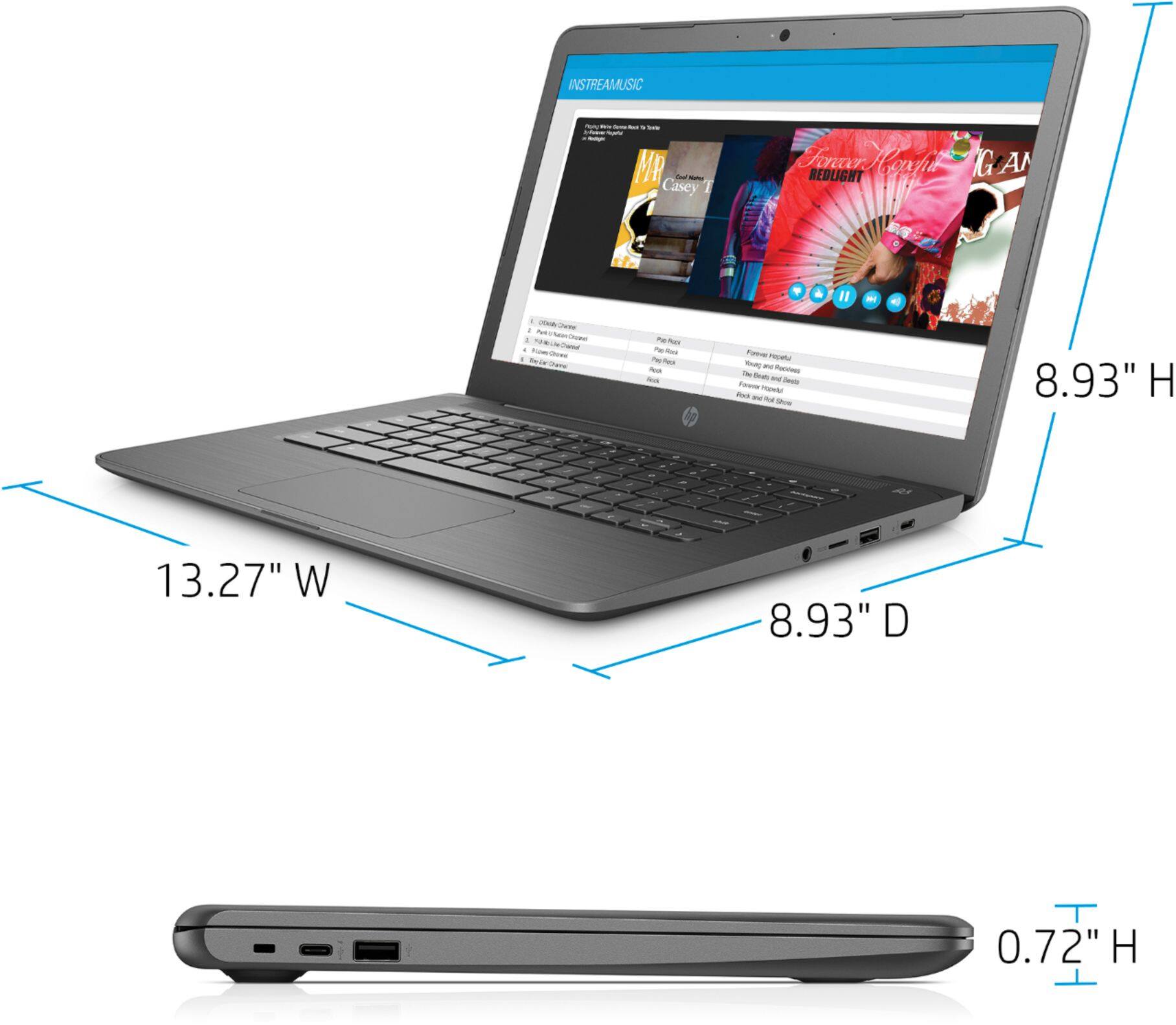 Alt View 14. HP - 14" Chromebook - AMD A4-Series - 4GB Memory - AMD Radeon R4 - 32GB eMMC Flash Memory.