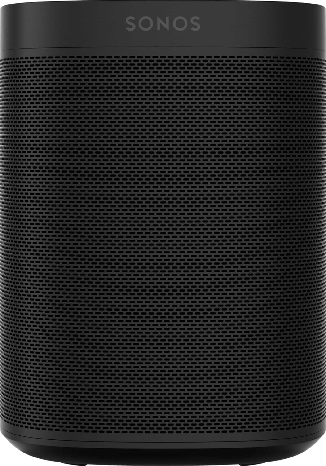 Front. Sonos - One (Gen 2) Smart Speaker with Voice Control built-in - Black.