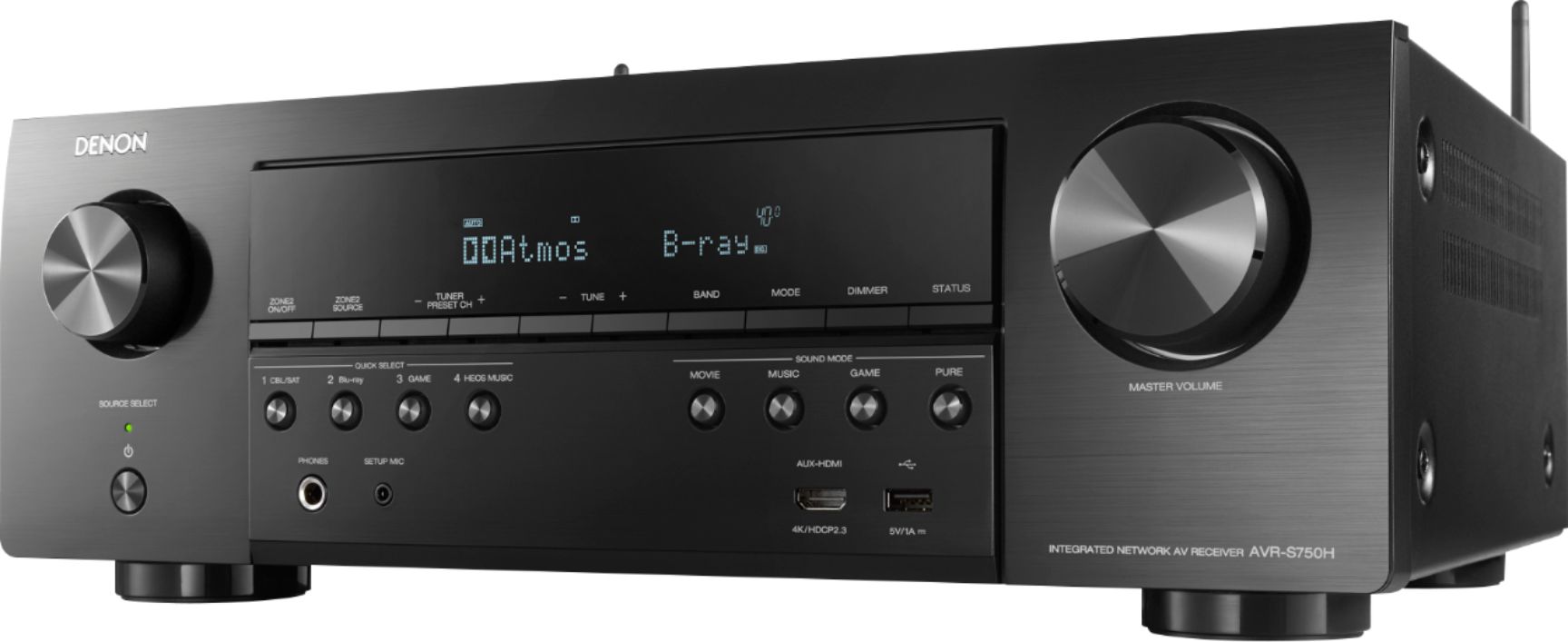Left View: Denon - AVR-S750H Receiver, 7.2 Channel (165W x 7) - 4K Ultra HD Home Theater (2019) | Music Streaming - Black