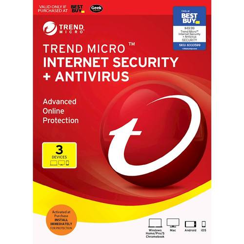  Trend Micro Internet Security + Antivirus (3-Devices) (1-Year Subscription) [Digital]