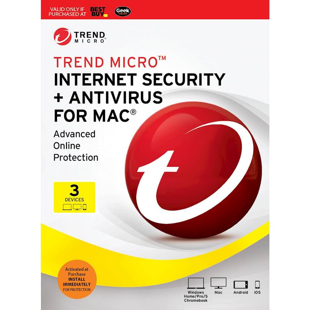Front. Trend Micro - Trend Micro Internet Security + Antivirus For Mac (3-Devices) (1-Year Subscription).