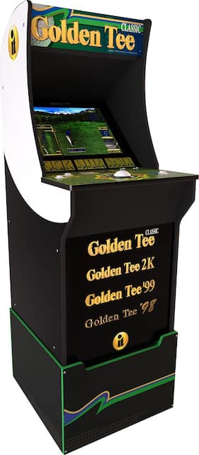 Arcade1Up Golden Tee Arcade Cabinet with Riser Black 