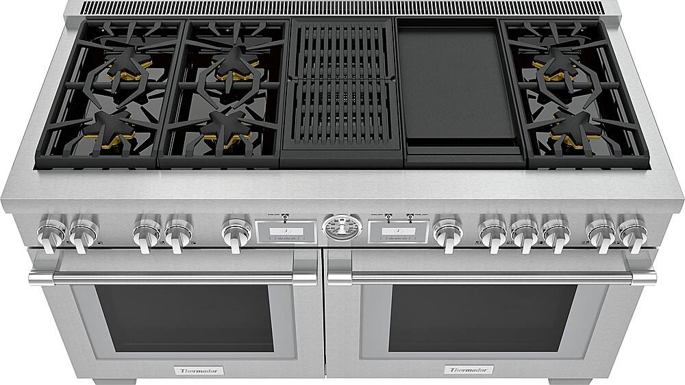 Alt View 2. Thermador - ProGrand 10.6 Cu. Ft. Self-Cleaning Freestanding Double Oven Dual Fuel Convection Range - Liquid Propane Convertible - Stainless Steel.