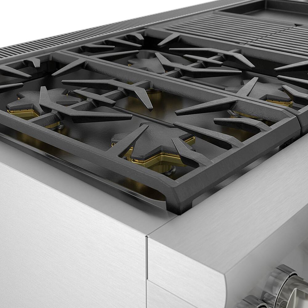 Alt View 13. Thermador - ProGrand 10.6 Cu. Ft. Self-Cleaning Freestanding Double Oven Dual Fuel Convection Range - Liquid Propane Convertible - Stainless Steel.