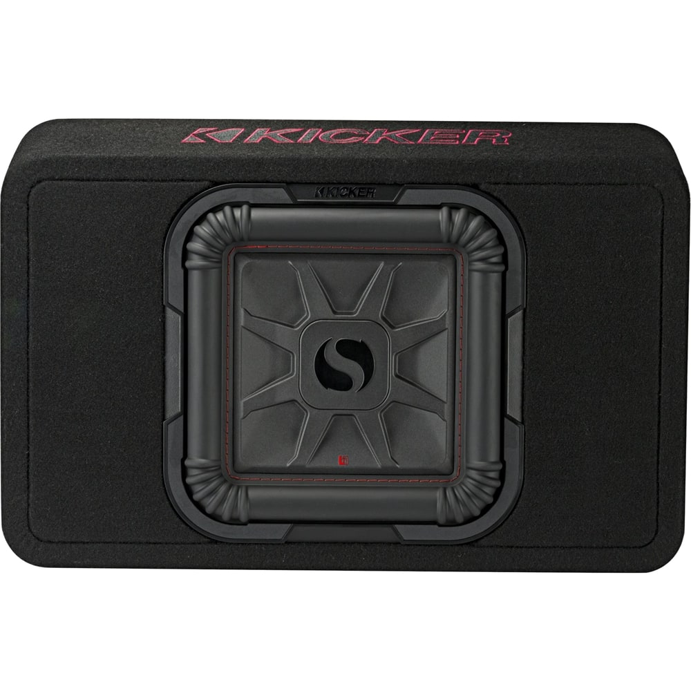 Front. KICKER - Solo-Baric L7T 10" Single-Voice-Coil 2-Ohm Loaded Subwoofer Enclosure - Black.