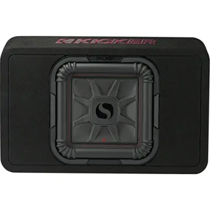 Front. KICKER - Solo-Baric L7T 10" Single-Voice-Coil 2-Ohm Loaded Subwoofer Enclosure - Black.
