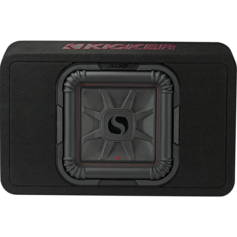 Front. KICKER - Solo-Baric L7T 10" Single-Voice-Coil 2-Ohm Loaded Subwoofer Enclosure - Black.
