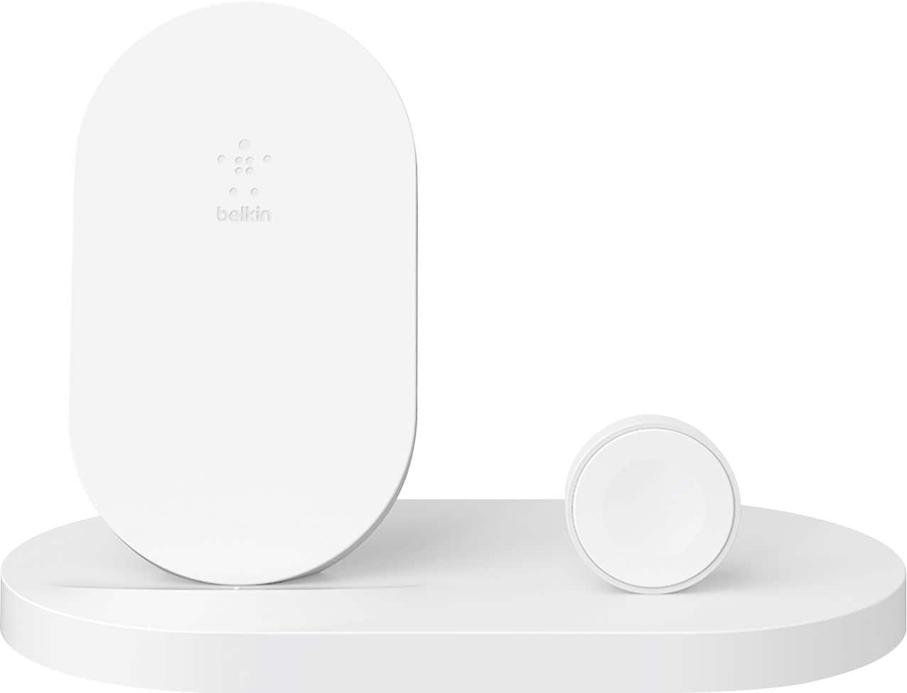 Front. Belkin - Boost Up Wireless Charging Dock for iPhone® and Apple Watch - White.