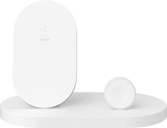 Front. Belkin - Boost Up Wireless Charging Dock for iPhone® and Apple Watch - White.